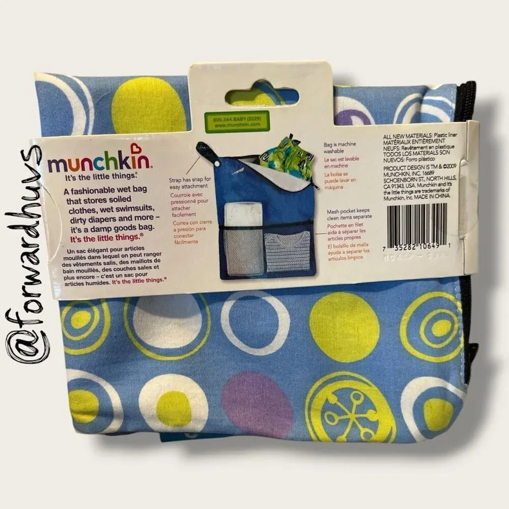 Munchkin Baby Wet Bag – Blue Circle Print – 12x14
